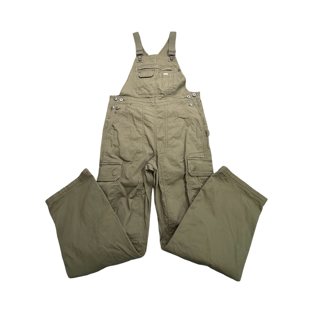 Duluth Trading Co Cargo Overalls Women S x 29 Olive Green Utility Cotton Western